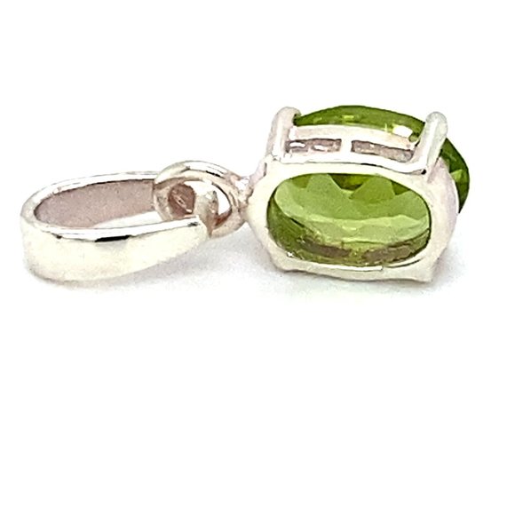 Peridot 1.03ct Platinum Finish Silver Pendant - Picture 6 of 8
